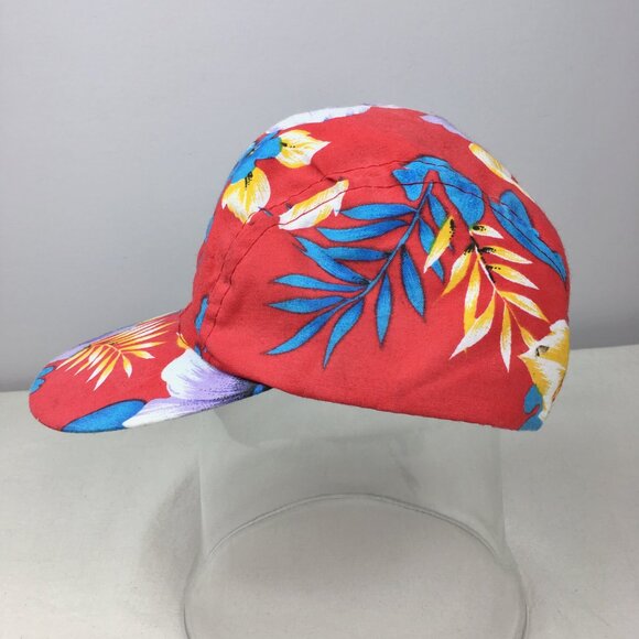Vintage Wendy's Tropical Snapback Hat Red One Size Hibiscus Beach Cap Baseball - Picture 2 of 8